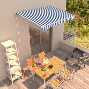 bonnevie Automatisch Einziehbare Markise 350×250 cm Blau und Weiß vidaXL703324