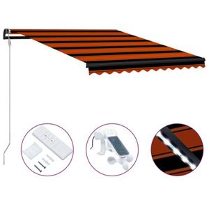 bonnevie Einziehbare Markise mit Windsensor & led 350x250cm Orange Braun vidaXL257795