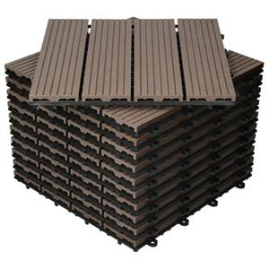 Terrassenfliesen 30x30 cm 11er Set für 1m² Dunkelbraun aus WPC