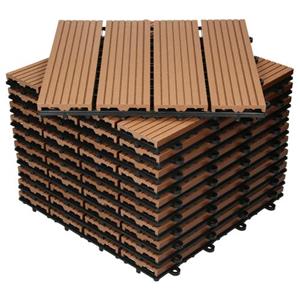 Terrassenfliesen 30x30 cm 11er Set für 1m² Hellbraun aus WPC