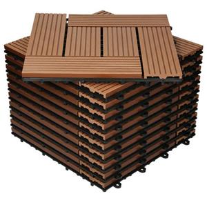 Terrassenfliesen 30x30 cm 11er Set für 1 m² Hellbraun aus WPC