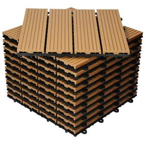 Terrassenfliesen 30x30 cm 11er Set für 1m² Teak aus WPC