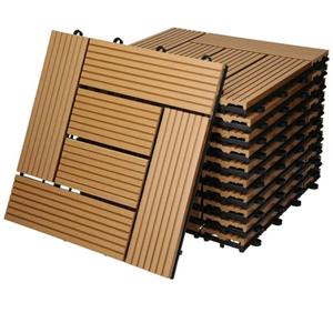 Terrassenfliesen 11er Set für 1m² 30x30 cm Teak aus WPC
