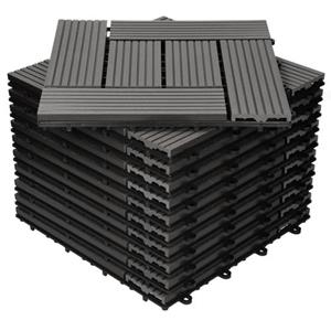 WPC Terrassenfliesen 11er Set für 1m² 30x30 cm, anthrazit