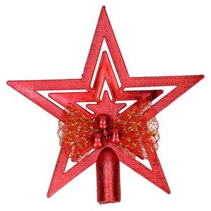 Gerimport Gerim Mini Kerstboom Piek - Rood - 14 Cm - Met Glitters