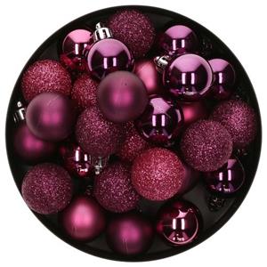 ATMOSPHERA Kerstballen - 18x Stuks - Framboos Roze - Kunststof - 3 Cm