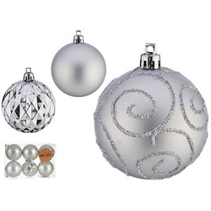 Krist+ Luxe Kerstballen - 6x Stuks - Zilver - 7 Cm- Kunststof