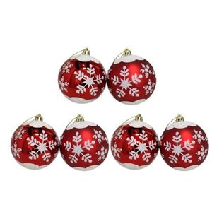 Gerimport Kerstballen - 6st - Rood - Gedecoreerd - 6 Cm