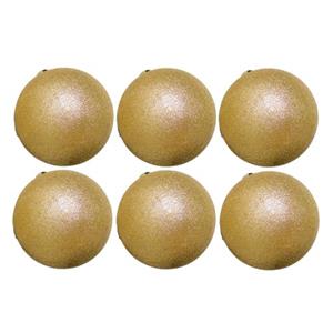 Gerimport G. Wurm Kerstballen - Goud - 6st - Glitter - Kunststof - 8cm