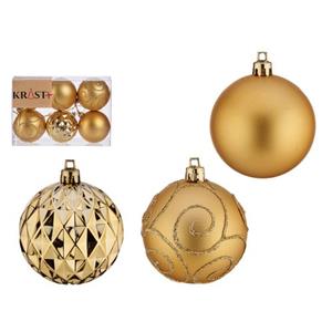 Krist+ Luxe Kerstballen - 6x Stuks - Goud - Kunststof