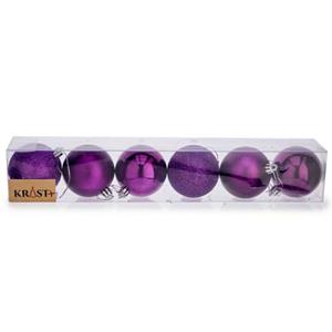 Krist+ Kerstballen - 6x St - Paars - Kunststof - 6 Cm