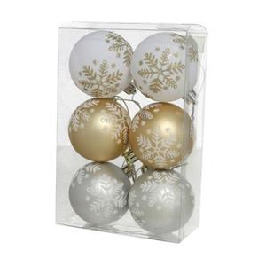 Gerimport Kerstballen - 6st - Goud/wit/zilver - Kunststof - 6 Cm