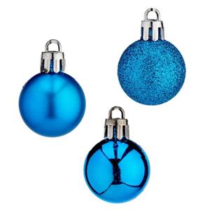 Krist+ Kerstballen - 20x St - Helder Blauw - 3 Cm - Kunststof - Mix