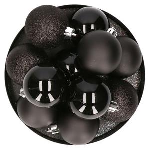 House of Seasons Kerstballen - 10 Stuks - Zwart - 6 Cm - Kunststof