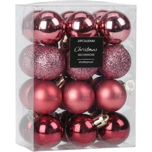 Christmas Decoration Kerstballen - 16x - Roze - 5 Cm - Kunststof