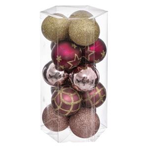 ATMOSPHERA Kerstballen - 15x - Kunststof - Mix Kleur Roze - 5 Cm