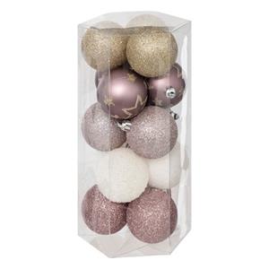 ATMOSPHERA Kerstballen - 15x - Kunststof - Mix Kleur Roze - 5 Cm