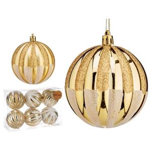 Krist+ Luxe Kerstballen - 6x Stuks - Goud - Kunststof