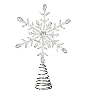 House of Seasons Piek - Kerstster - Topper - Zilverwit - 30 Cm