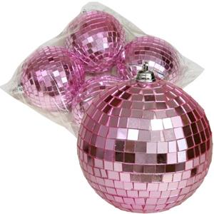 Othmar Decorations Kerstballen - Disco - 4x St - Roze - 8 Cm