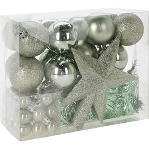 Christmas Decoration s Kerstversiering Set -54-dlg -mint Groen-kunststof