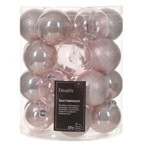 Decoris Kunststof Kerstballen - 25x Stuks - 8 Cm -lichtroze