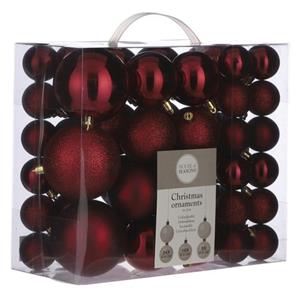 House of Seasons Kerstballen - Donkerrood - 46 Stuks