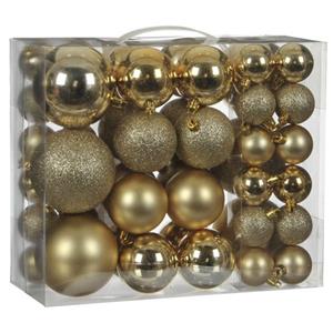 House of Seasons 46x Stuks Kunststof Kerstballen Goud 4, 6 En 8 Cm