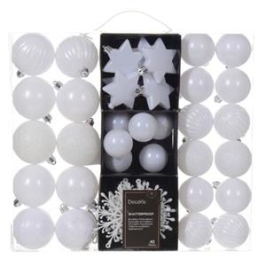 Decoris Kerstballen En Ornamenten - 40x - Kunststof - Wit - Mix