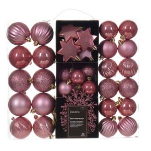 Decoris Kerstballen En Ornamenten - 40x - Kunststof - Oudroze - Mix