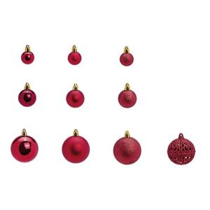 G. Wurm Kerstballen - Set 50x St - Bordaux Rood - 3,4,6 Cm - Kunststof