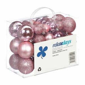 RELAXDAYS Kerstballen - 50x St - Lichtroze - 3, 4 En 6 Cm -kunststof