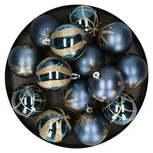Feeric lights & Christmas Feeric Christmas Gedecoreerde Kerstballen -25x - 6cm - Blauw