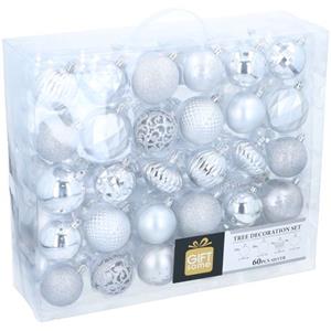 Giftsome Zilveren Kerstballen Set 60 Stuks