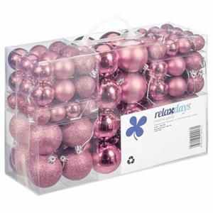 RELAXDAYS Kerstballen - 100x St - Roze - 3, 4 En 6 Cm -kunststof