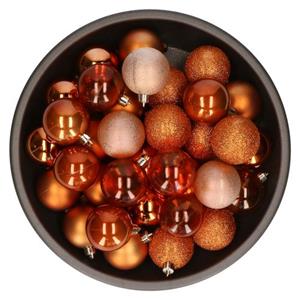 Cosy & Trendy Cosy At Home Kerstballen In Opbergtas- 48x - Bruin - 6 Cm- Plastic