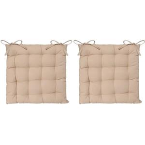 ATMOSPHERA Stoelkussen - 4x - Beige - Katoen - 38 X 6 Cm - Zitkussen
