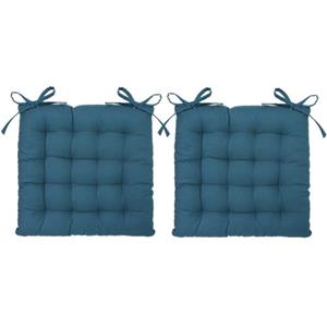 ATMOSPHERA Stoelkussen - 4x - Blauw - Katoen - 38 X 6 Cm - Zitkussen
