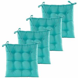Anna's Collection Stoelkussen - 4x - Turquoise Blauw- 38 X 38 Cm