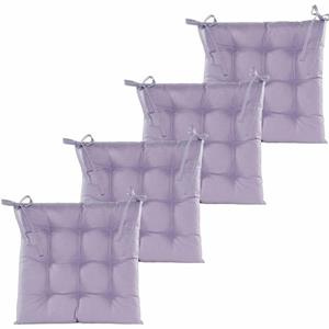 Anna's Collection Stoelkussen Gewatteerd - 4x - Lila Paars - 38 X 38 Cm