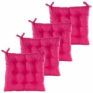 Anna's Collection Stoelkussen Gewatteerd - 4x - Fuchsia Roze - 38 X 38 Cm