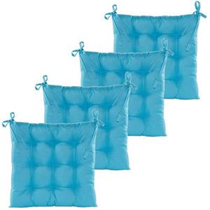 Anna's Collection Stoelkussen Gewatteerd - 4x - Licht Blauw - 38 X 38 Cm