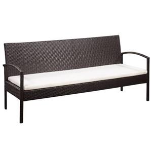 vidaXL Gartenbank 3-Sitzer-Gartensofa mit Auflagen Braun Poly Rattan