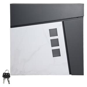 Ml-design - Briefkasten mit Zeitungsfach, 37x36,5x11 cm, Anthrazit/Weiß, aus Stahl