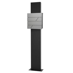 ml-design Briefkasten mit Zeitungsfach und St&auml;nder, 37x11x37 cm, Hellgrau, aus Edelstahl, Briefkastenst&auml;nder H&ouml;he 170cm, Standbriefkasten Briefkastenanlage