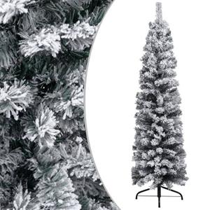 vidaXL Kunstkerstboom met sneeuw smal 120 cm PVC groen