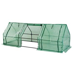 Outsunny Gewächshaus Treibhaus Tomatenhaus Frühbeet 270x90x90cm grün für Garten Balkon & Pflanzen   Aosom.de