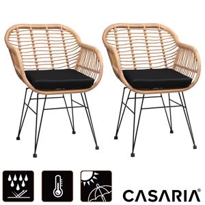 Casaria Rieten Stoel 2 stuks Naturel Kunststof