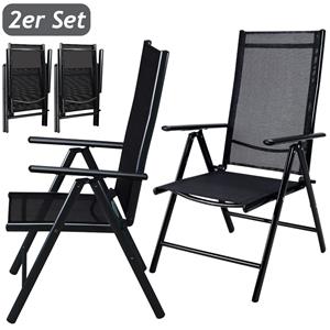 Casaria Tuinstoel Bern Set van 2 Antraciet Aluminium