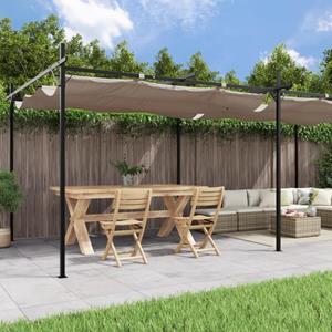 vidaXL Pergola met uitschuifbaar dak 589x292x230 taupe